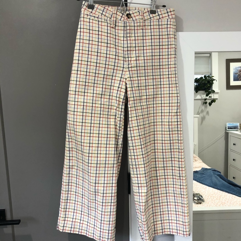 Madewell Wide Leg Crop Rainbow Windowpane